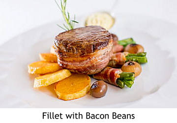 Fillet with bacon beans